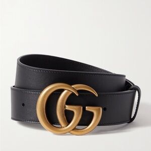 Gucci Black Belt with Gold GG Buckle